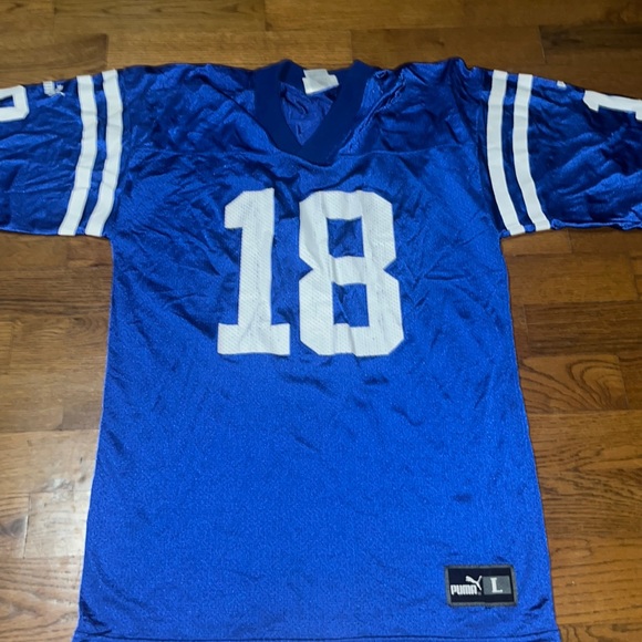 INDIANAPOLIS COLTS ~ PEYTON MANNING #18 ~ Large Blue Puma Football Jersey - Picture 1 of 11
